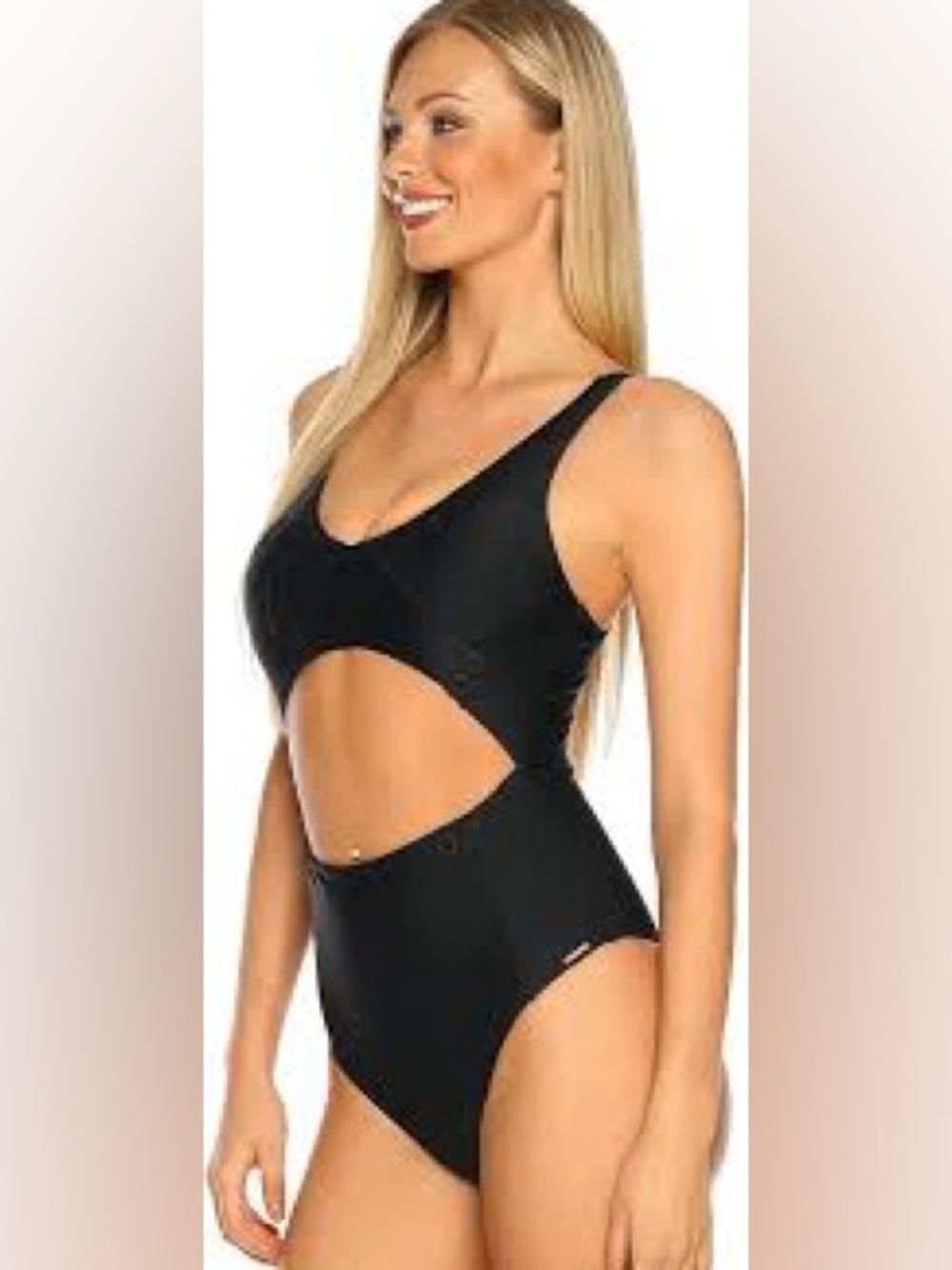 Black cutout one-piece swimsuit